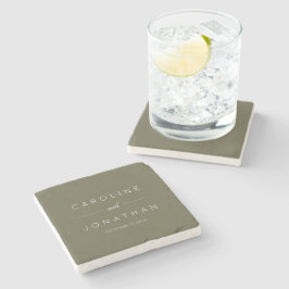 Posavasos De Piedra Guion minimalista moderno, boda personalizada Oliv