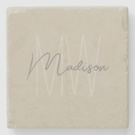 Posavasos De Piedra Guión monograma moderno Beige