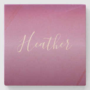 Posavasos De Piedra Guión violeta púrpura y blanco Personalizado