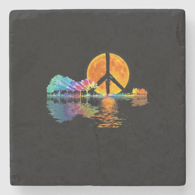 Posavasos De Piedra Guitarista Guitarra Lake Shadow Peace Guitarra de  (Anverso)