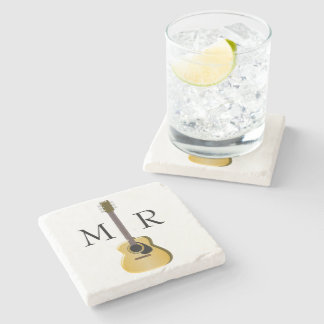 Posavasos De Piedra Guitarra acústica con monograma