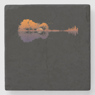 Posavasos De Piedra Guitarra Lake Shadow Love Guitar Gift Music Avers