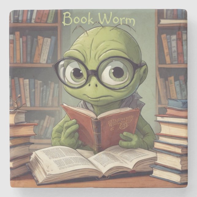 Posavasos De Piedra Gusano de libro (Anverso)