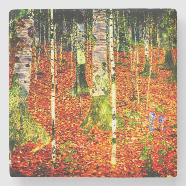 Posavasos De Piedra Gustav Klimt Birch Trees (Anverso)