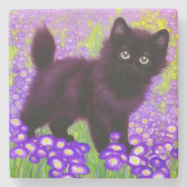 Posavasos De Piedra Gustav Klimt Black Kitten (Anverso)