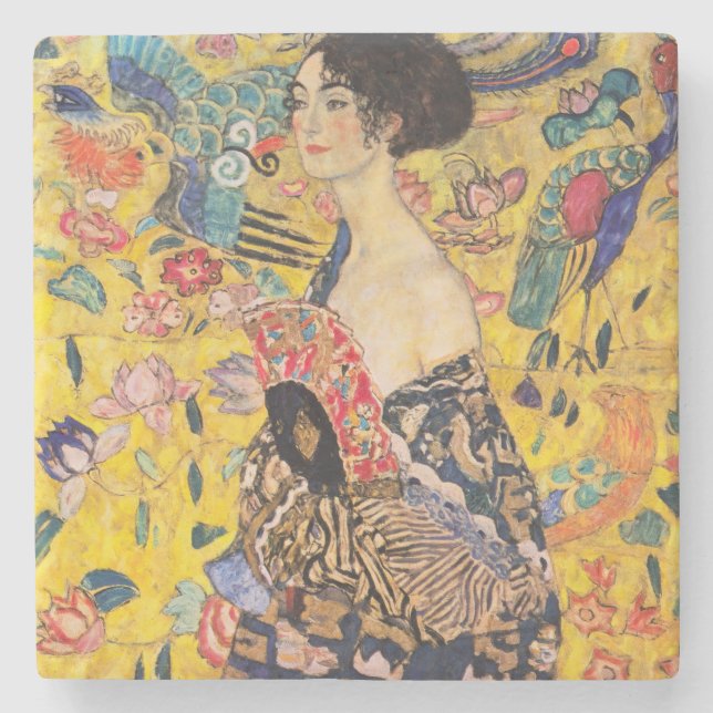 Posavasos De Piedra Gustav Klimt - Dama de fans (Anverso)