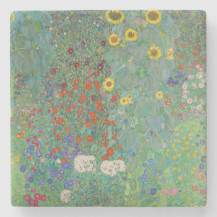 Posavasos De Piedra Gustav Klimt - Jardín de campo con girasoles