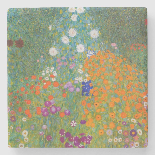 Posavasos De Piedra Gustav Klimt - Jardín de flores (Anverso)