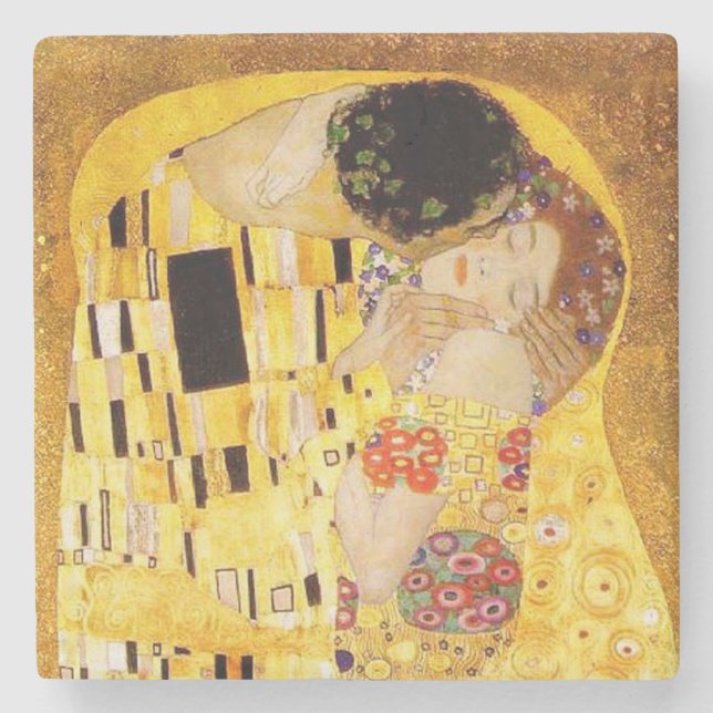 Posavasos De Piedra Gustav Klimt La Pintura Clásica Del Beso (Anverso)