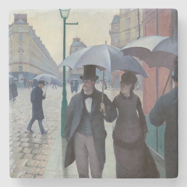 Posavasos De Piedra Gustave Caillebotte - Paris Street; Rainy Day (Anverso)