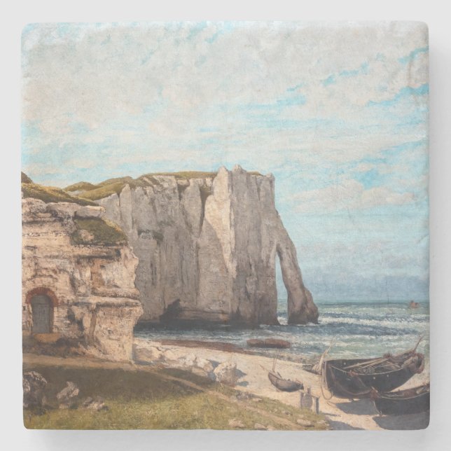 Posavasos De Piedra Gustave Courbet - Acantilados en Etretat después d (Anverso)