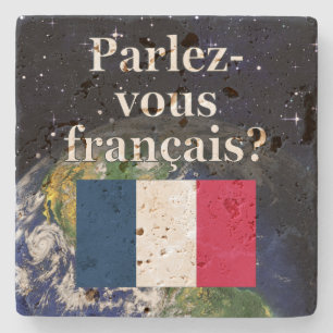 Posavasos De Piedra ¿Hablas francés? Bandera y Tierra