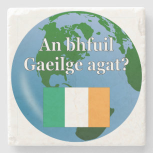 Posavasos De Piedra ¿Hablas irlandés en irlandés? Bandera y globo
