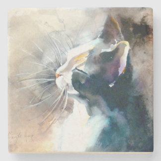 Posavasos De Piedra "Haciendo frente impresión del gato del Sun"