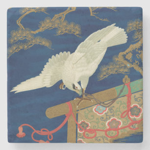 Posavasos De Piedra Halcón Blanco Japonés Antiguo Arte G.A. Audsley