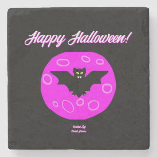 Posavasos De Piedra Halloween Bat Marble Stone Coaster