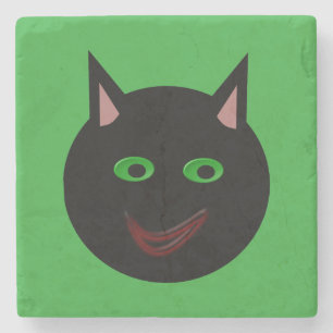 Posavasos De Piedra Halloween Black Cat Stone Coaster