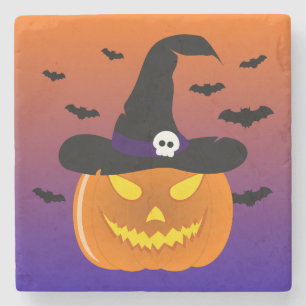 Posavasos De Piedra Halloween Calabaza Jack o’ Lantern Witch Gorra