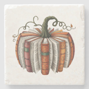 Posavasos De Piedra Halloween del libro de calabazas otoño Lover Bookt