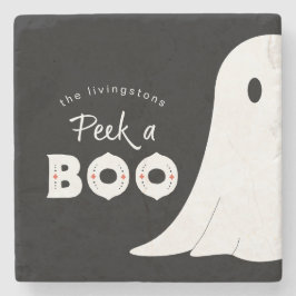 Posavasos De Piedra Halloween fantasma personalizado de Peek a Boo
