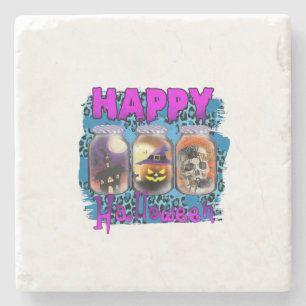 Posavasos De Piedra Halloween Feliz cumpleaños de Halloween