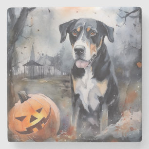 Posavasos De Piedra Halloween Greater Swiss Con Calabazas Espeluznante