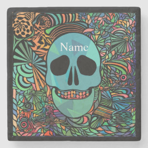 Posavasos De Piedra Halloween Hippie Skull Thunder_Cove