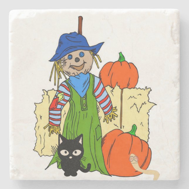 Posavasos De Piedra Halloween Marble Stone Coaster, Scarecrow (Anverso)