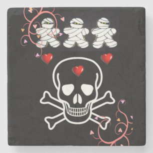 Posavasos De Piedra Halloween Marble Stone Coaster, Skull