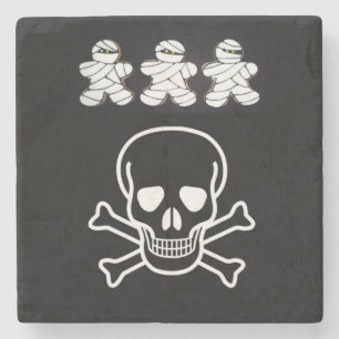 Posavasos De Piedra Halloween Marble Stone Coaster, Skull