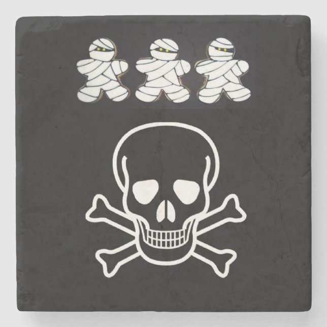 Posavasos De Piedra Halloween Marble Stone Coaster, Skull (Anverso)