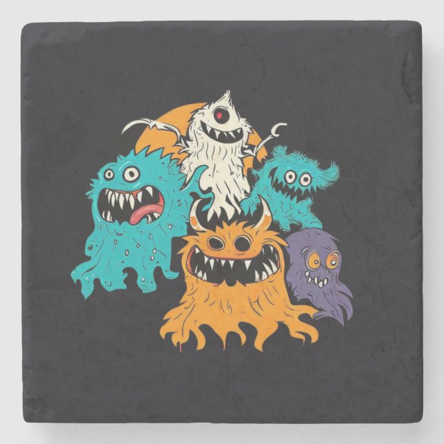 Posavasos De Piedra Halloween/Monster/Octubre/Otoño (Anverso)