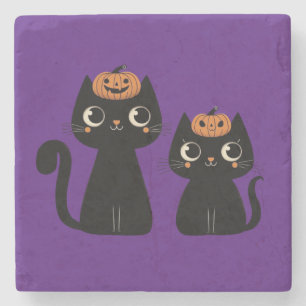 Posavasos De Piedra Halloween/otoño/otoño/otoño/calabaza/gato