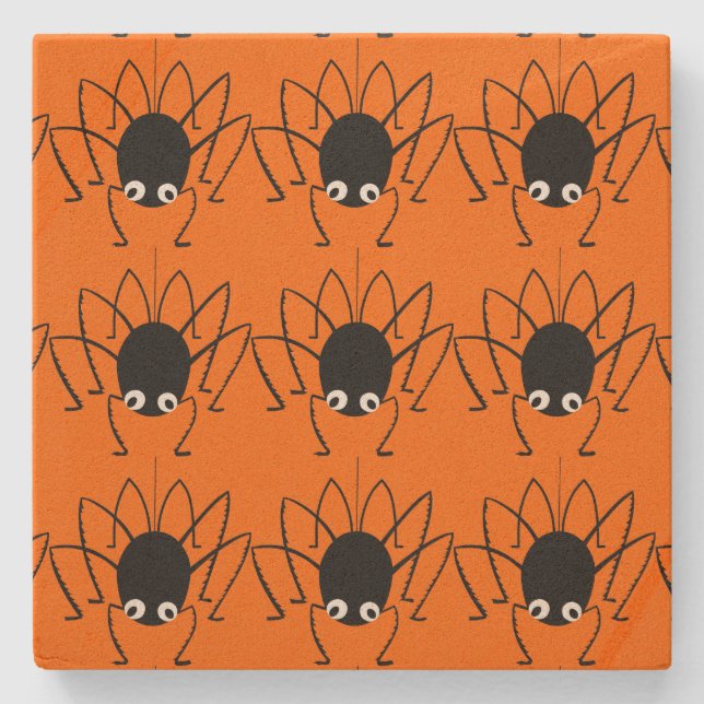 Posavasos De Piedra Halloween Spider Naranja Stone Beyond Coaster (Anverso)