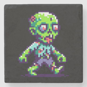 Posavasos De Piedra Halloween zombie divertido de 8 bits