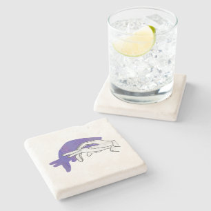 Posavasos De Piedra Hand Silhouette Anteater Purple