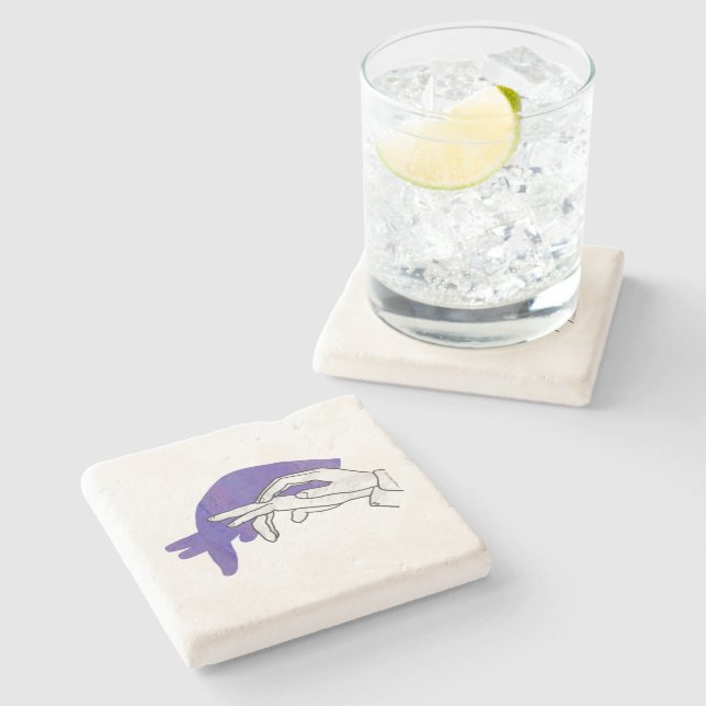 Posavasos De Piedra Hand Silhouette Anteater Purple (Lateral)