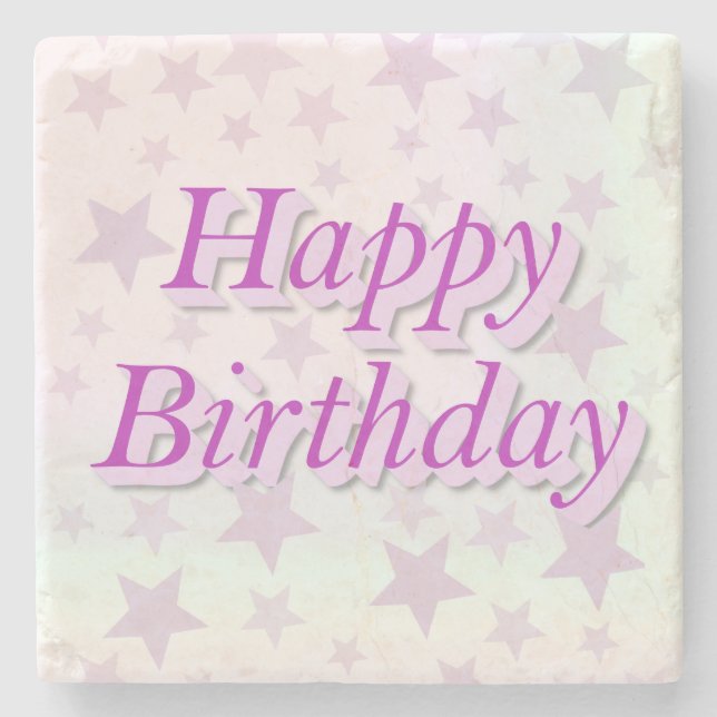 Posavasos De Piedra Happy Birthday!! (Anverso)