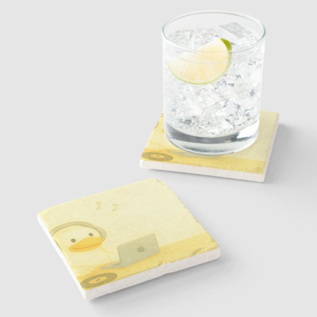 Posavasos De Piedra Happy DJ (Lateral)