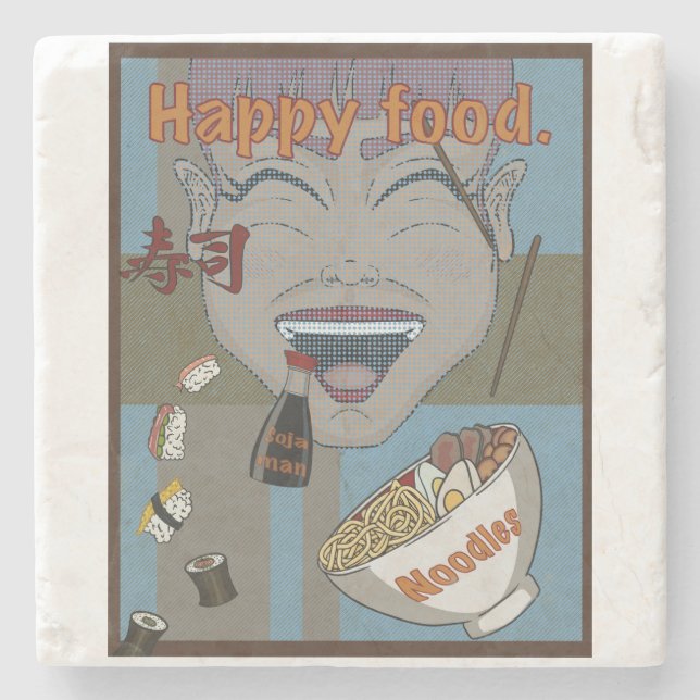 Posavasos De Piedra Happy food  (Anverso)