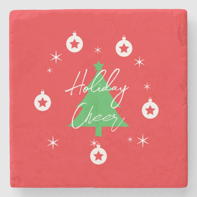 Posavasos De Piedra Happy Holidays Merry Christmas New Year (Anverso)