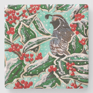 Posavasos De Piedra Happy Holly Quail Limestone Tile