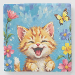 Posavasos De Piedra Happy Kitty Garden