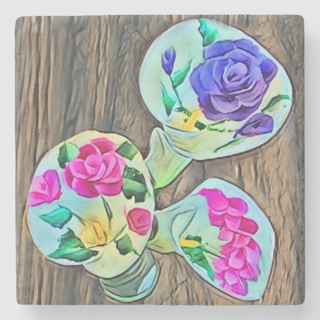 Posavasos De Piedra Happy Lilys (Anverso)