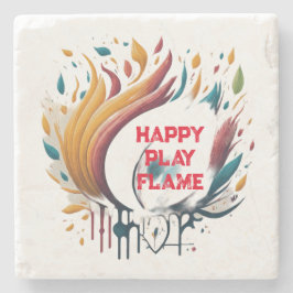 Posavasos De Piedra Happy Paly Flame
