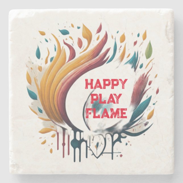 Posavasos De Piedra Happy Paly Flame (Anverso)