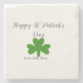 Posavasos De Piedra Happy St. Patrick's day green shamrock name 