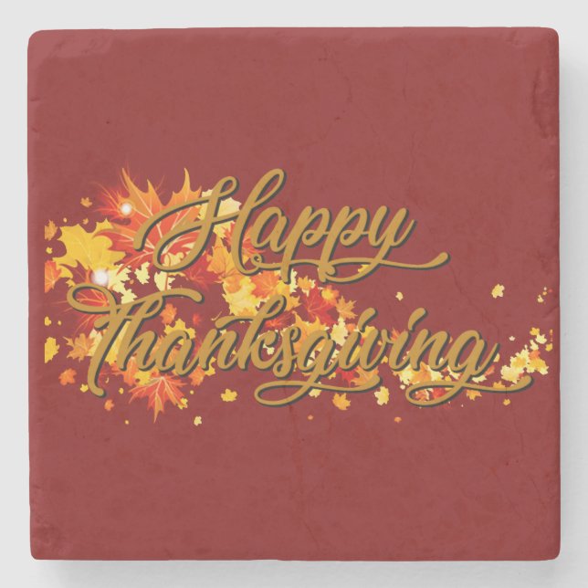 Posavasos De Piedra Happy Thanksgiving (Anverso)