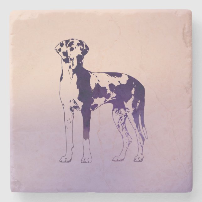 Posavasos De Piedra Harlequin great dane (Anverso)