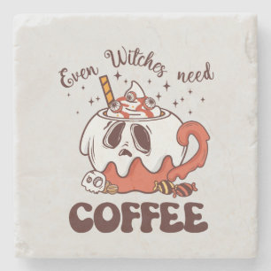 Posavasos De Piedra Hasta las brujas necesitan café